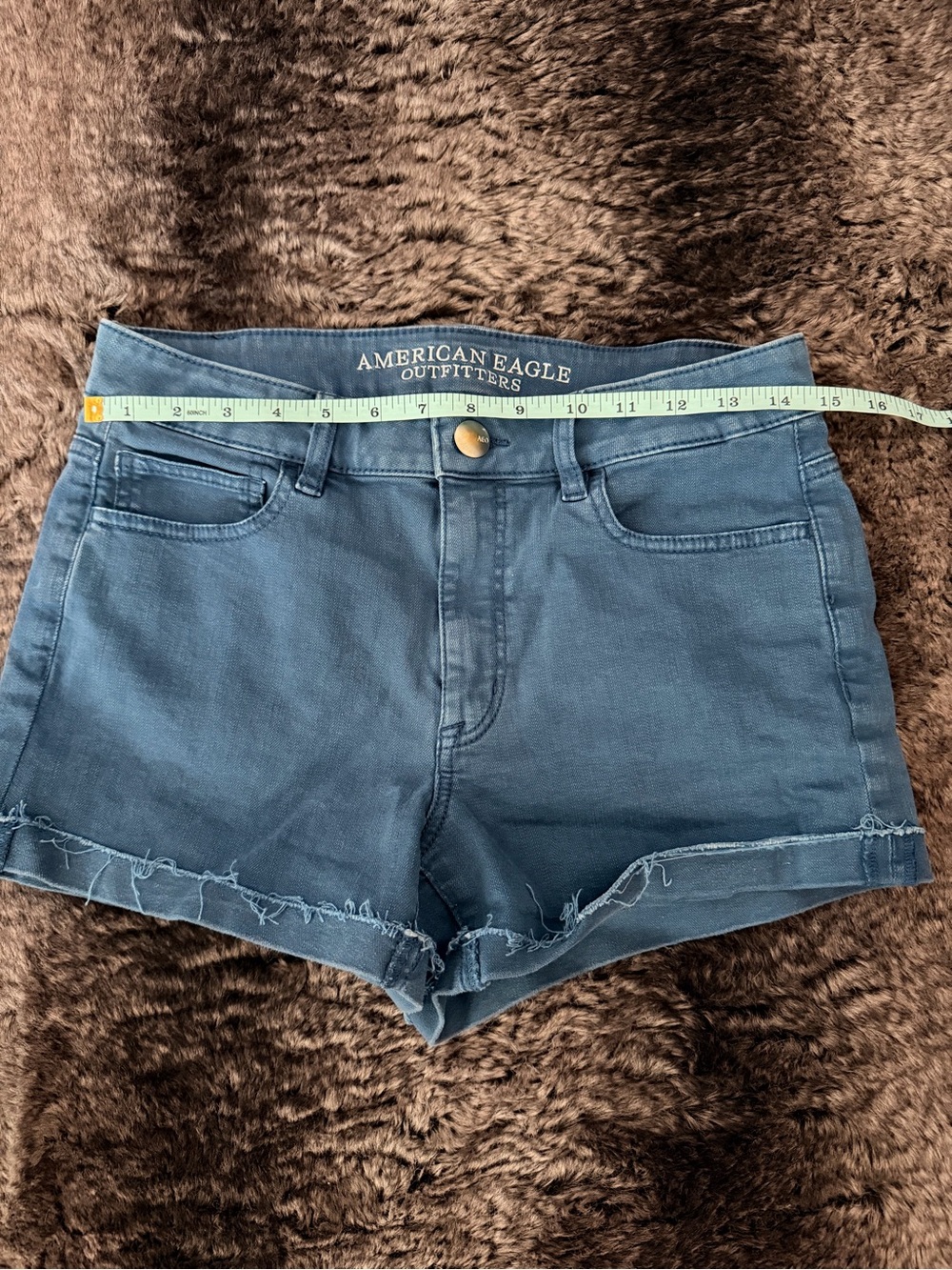 American Eagle Outfitters Teal Denim High-Rise Shorts